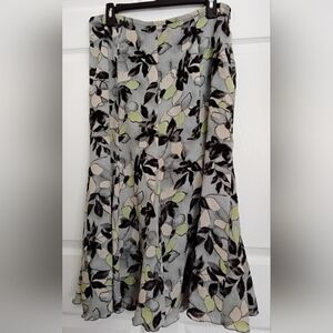 Womens R.Q.T Floral A-Line Skirt - Black and Green